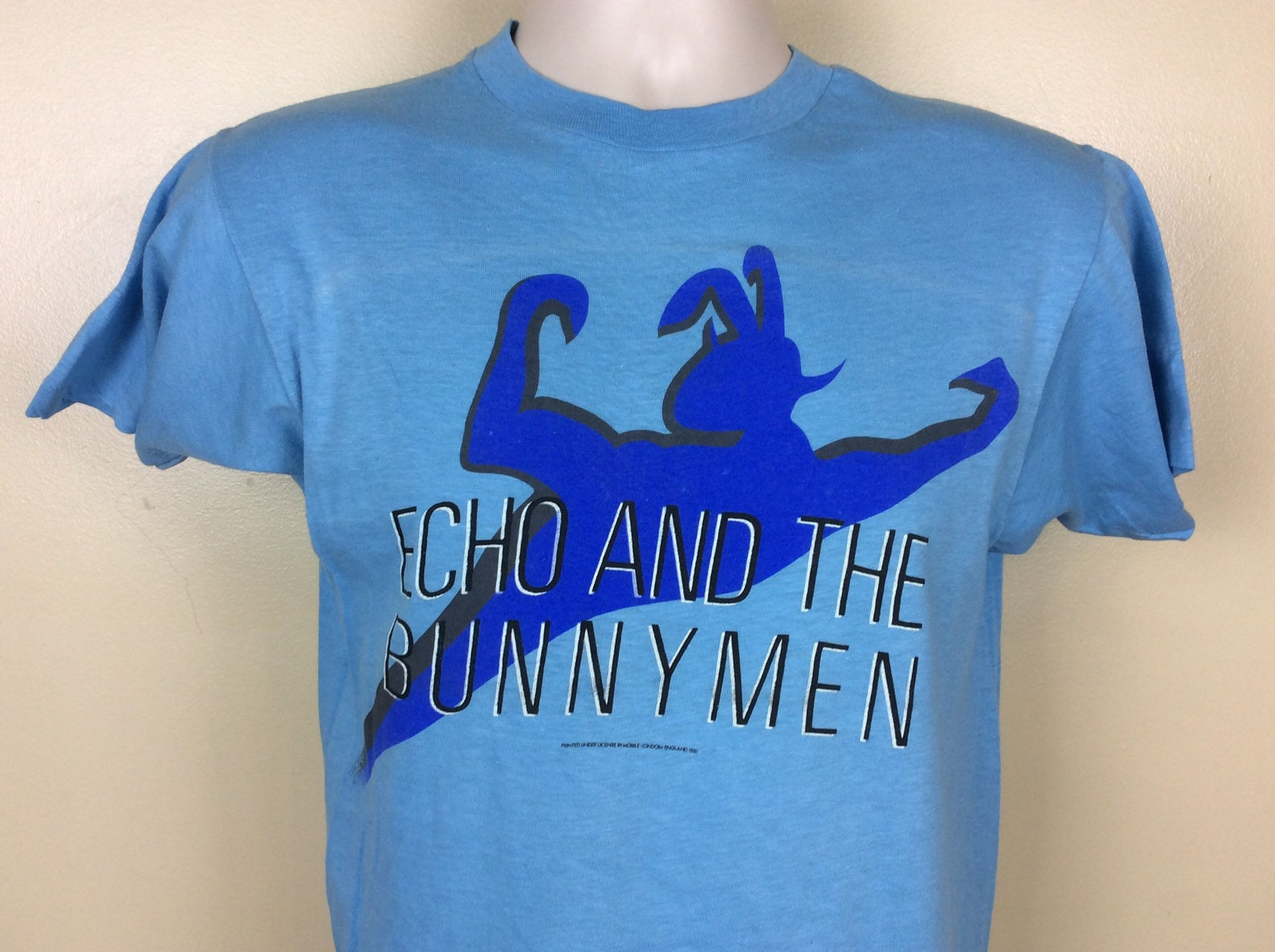 Vtg 1981 Echo And The Bunny T Shirt Blue Sm 80S New Wave Band Punk Rock