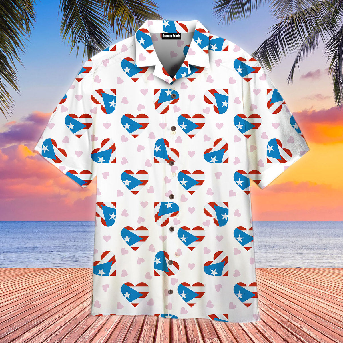 4Th Of July Puerto Rico Heart Flag Independence Day Hawaiian Shirt | For Men & Women | Hw2390