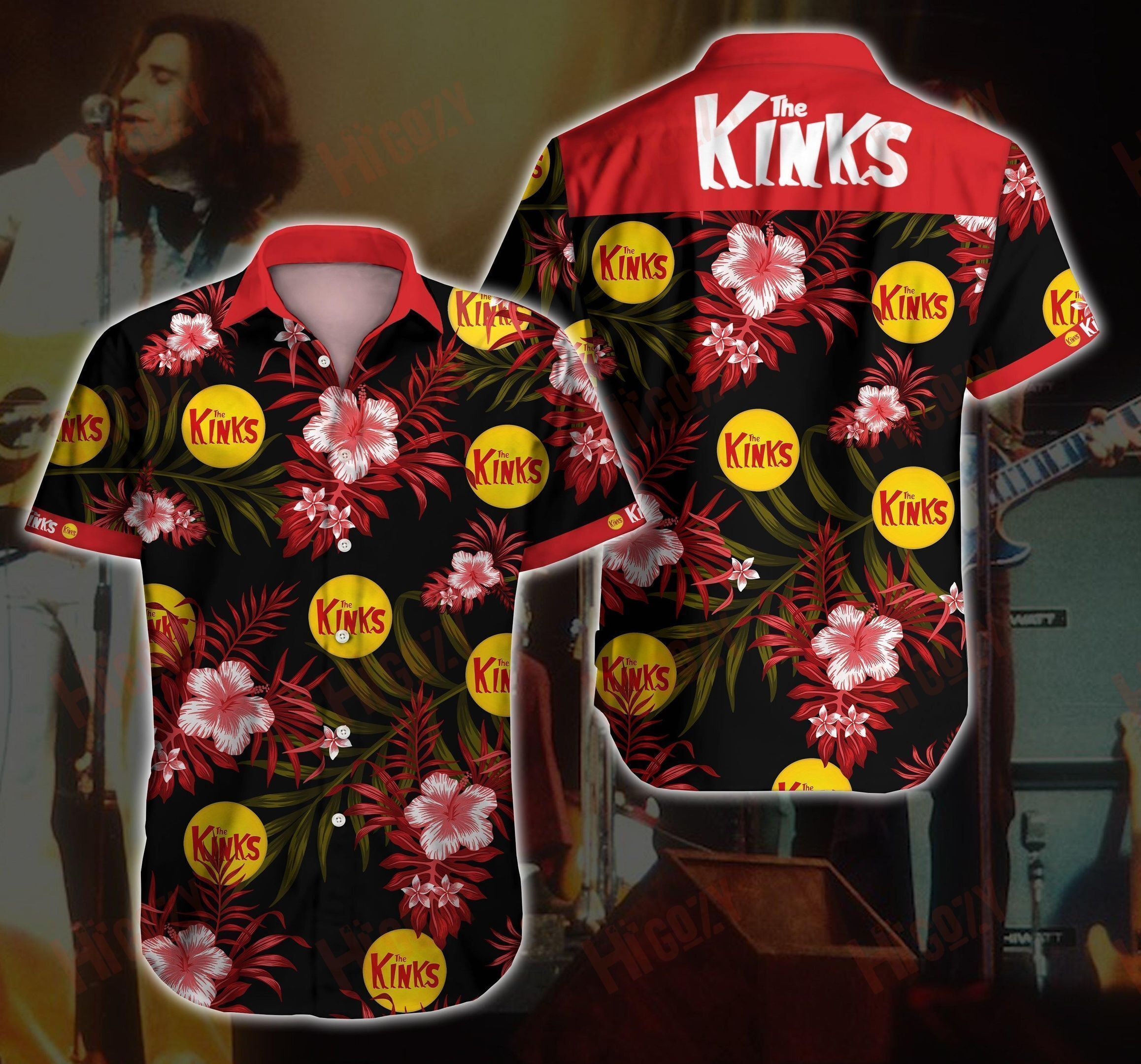 The Kinks Rock Band Music Hawaii Graphic Print Short Sleeve Hawaii Casual Shirt Ha60168