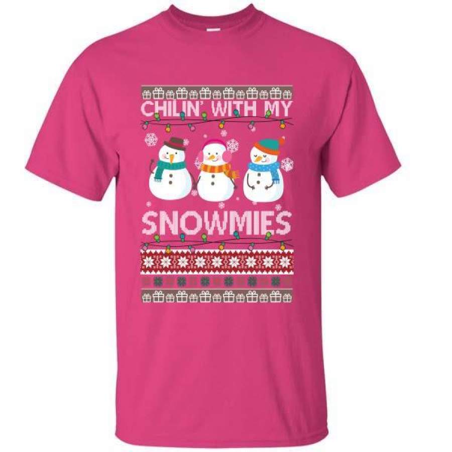 Chillin With My Snowmies Funny Ugly Christmas T-Shirt