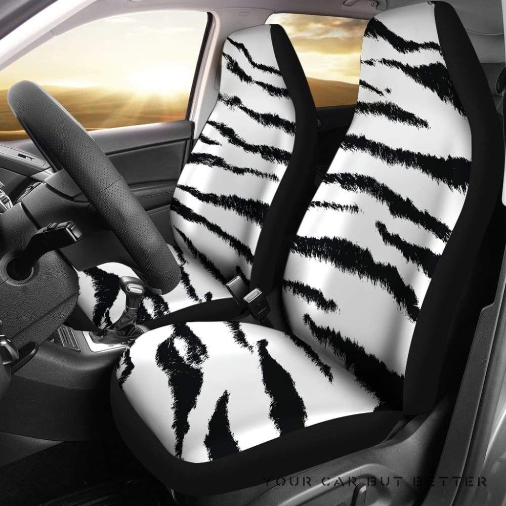 White Tiger Print Car Seat Covers 232205