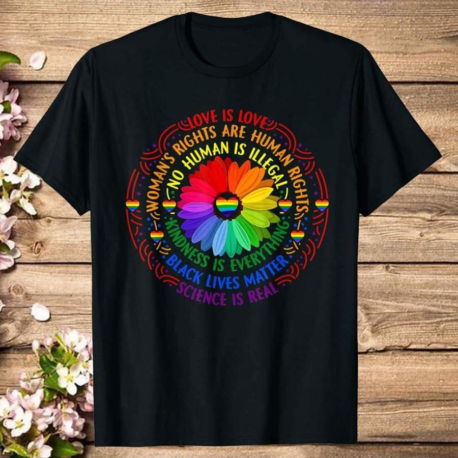 Rainbow Black Lives Matter Science LGBT Pride Flower T-Shirt