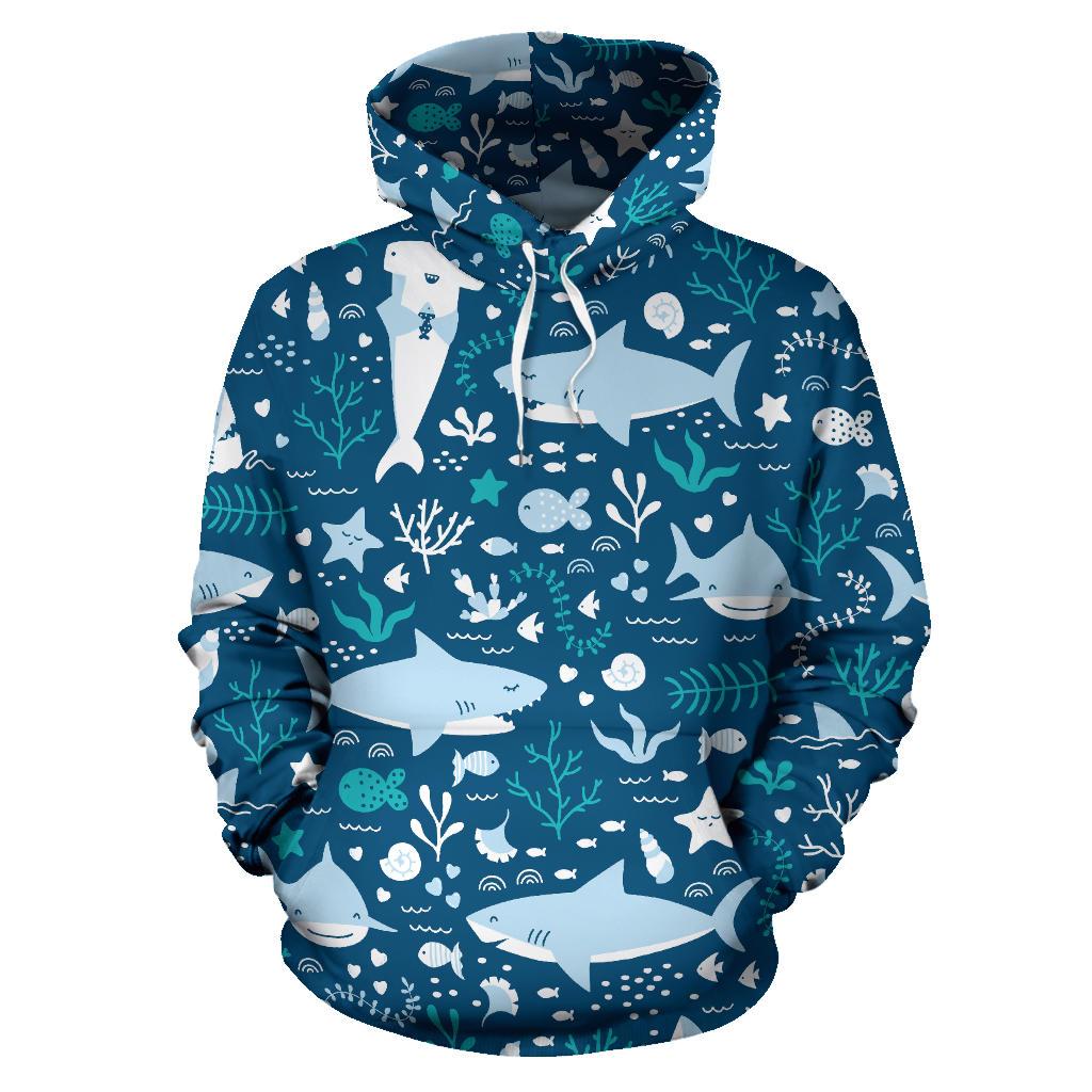 Cute Shark Pattern Men Women Pullover Hoodie