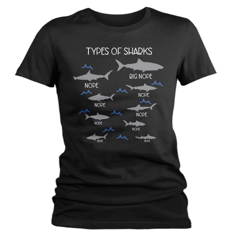 Women’s Funny Shark T Shirt Types Of Sharks Shirts Funny Shark Shirts Hipster Nature Shirt Ocean T Shirts