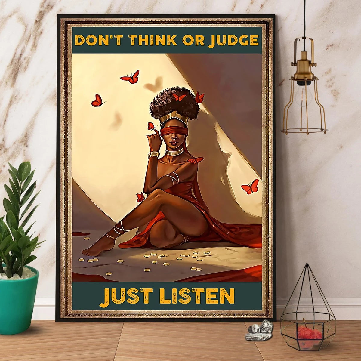 Black Queen Don’T Think Or Judge Just Listen Paper Canvas Prints Poster Wall Art