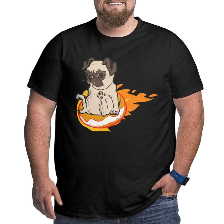 Space Doughtnut Pug Fire Big Size Men’S Short Sleeve T-Shirts Tee Men