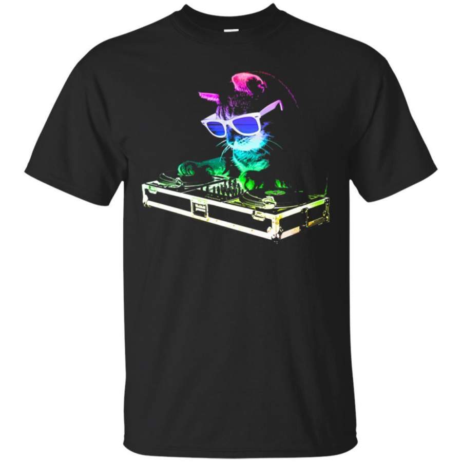 AGR House Cat Rainbow Dj Kitty Cool Trendy Graphic Tshirt Jaq T-shirt