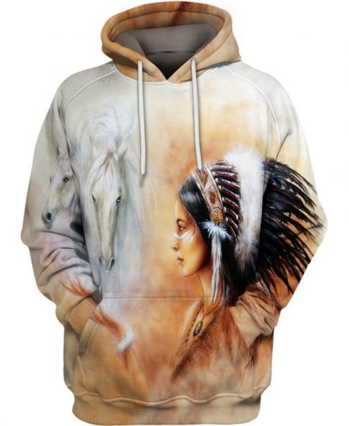 Native American Girl With Patriarch Hat Pattern All Over Print Shirts For Men And Women