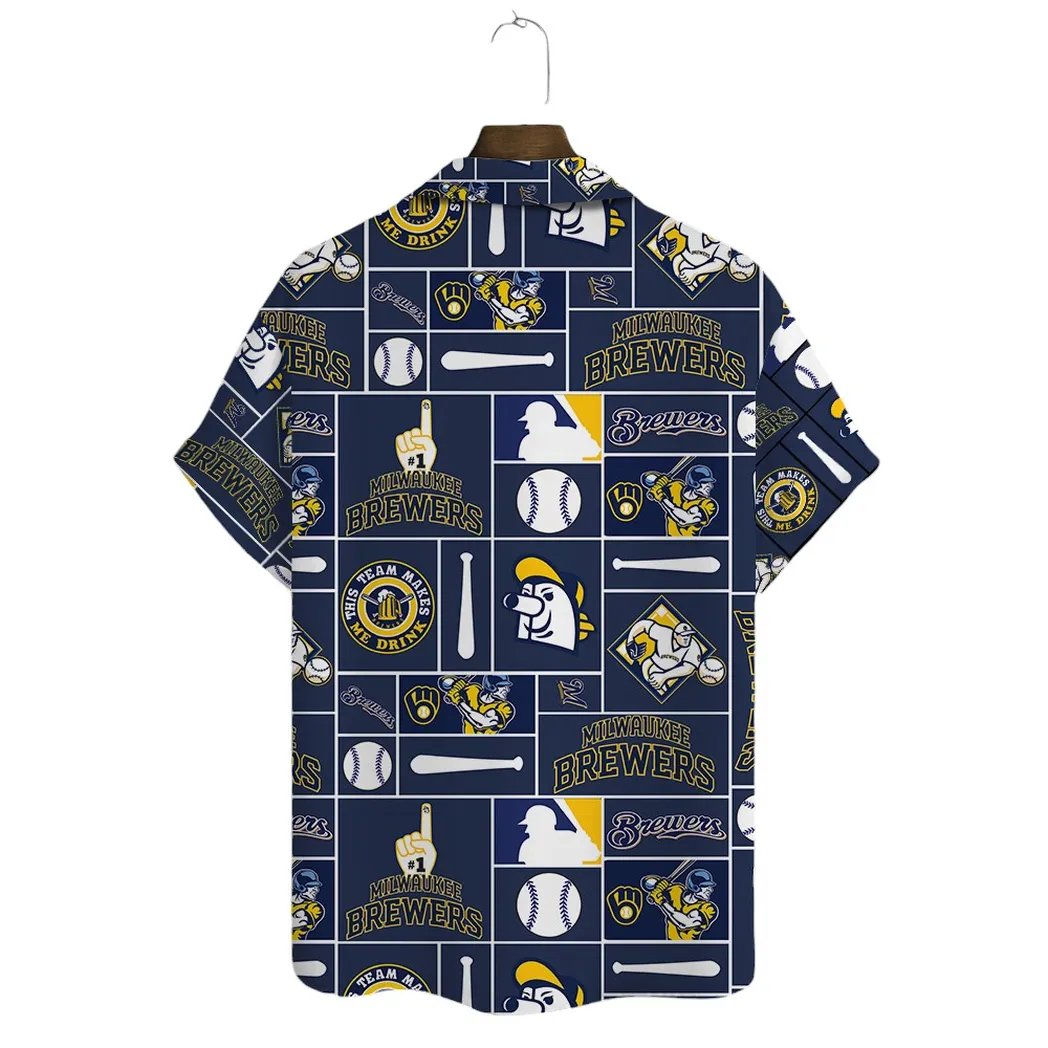 Milwaukee Brewers Hawaiian Shirt Baseball Icons