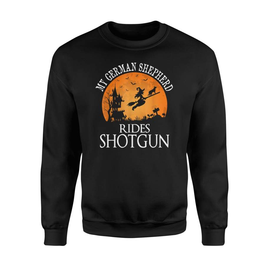 German Shepherd Rides Shotgun Dog Lover Halloween Party Sweatshirt