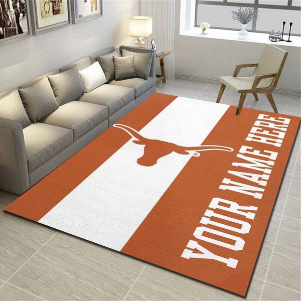 Texas Longhorns Personalized Rug,Team Living Room Carpet,Customized Fan Cave Floor Mat