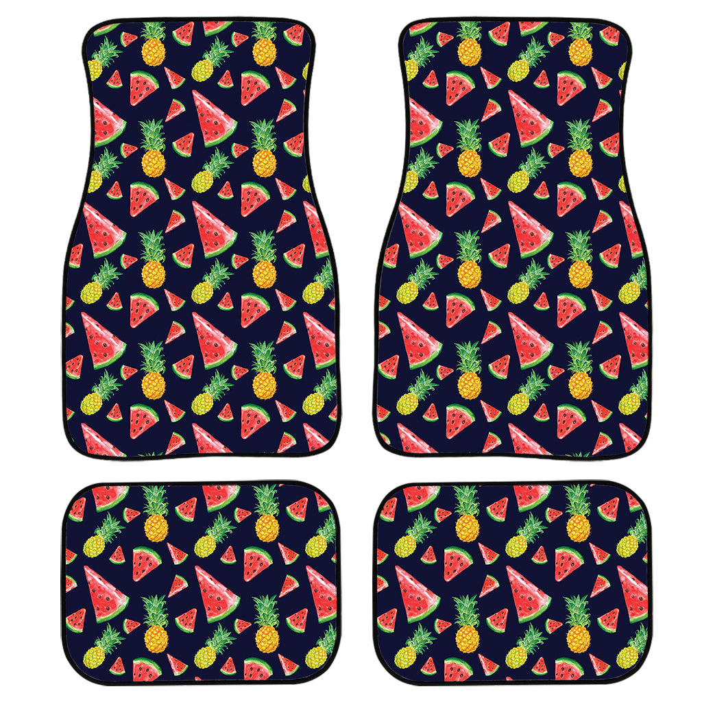 Watercolor Tropical Pattern Print Front And Back Car Floor Mats, Front Car Mat