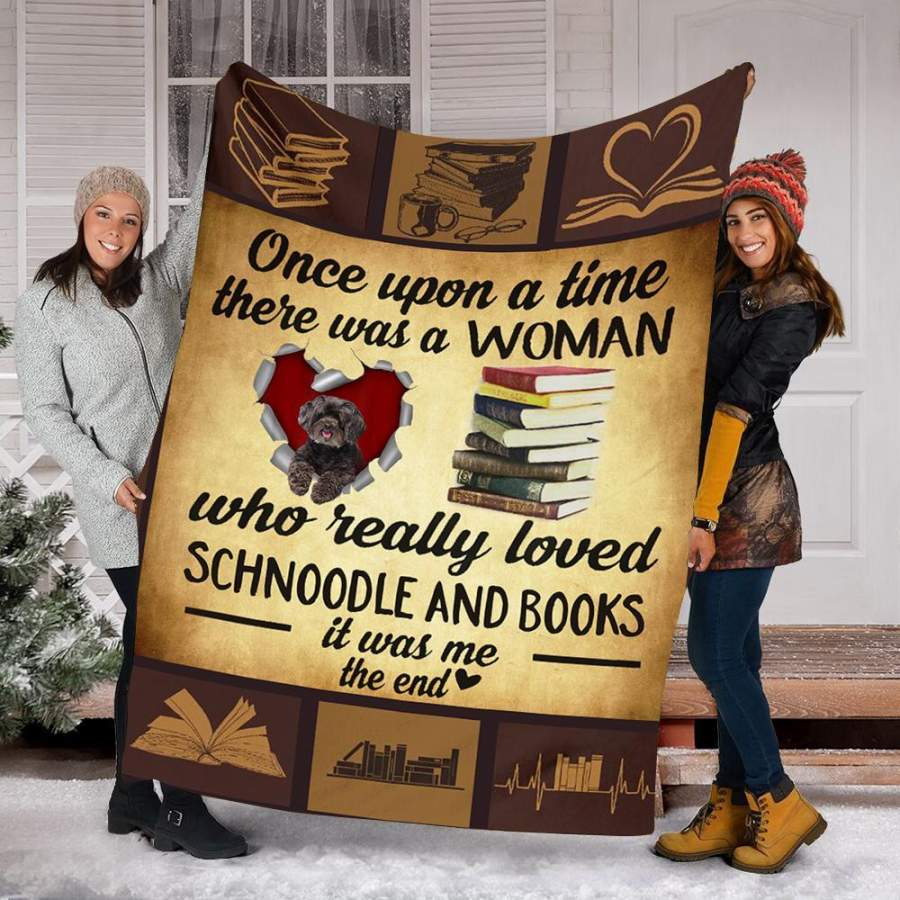 Custom Blanket Schnoodle Dog And Books Blanket – Fleece Blanket