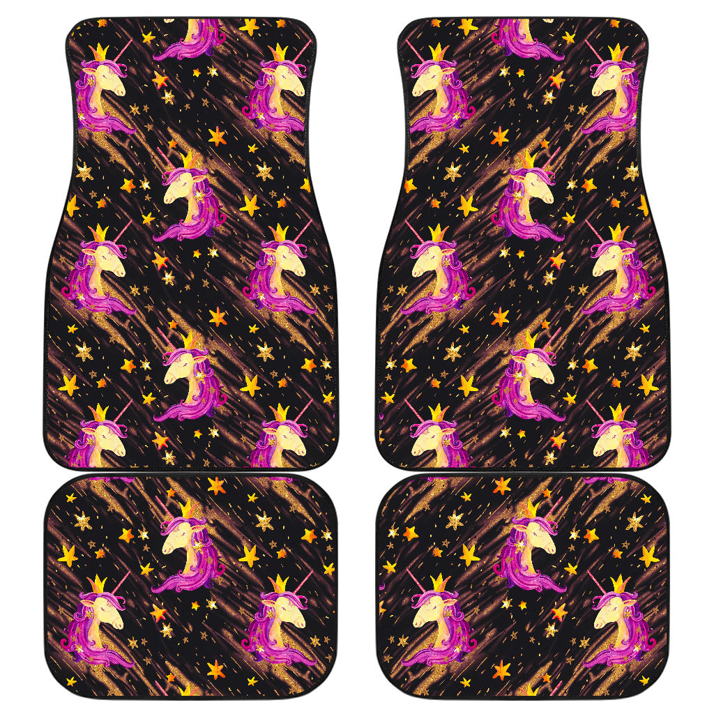 Star Fairy Unicorn Pattern Print Front And Back Car Floor Mats, Front Car Mat