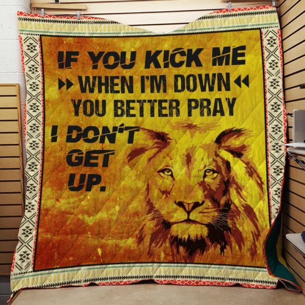 You Better Pray  Lion Face  Quilt Blanket