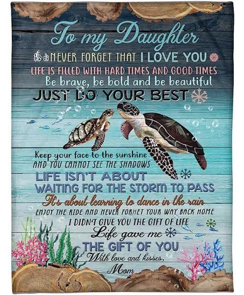 To My Daughter From Mom Never Forget That I Love You Life Is Filled With Hard Times And Good Times Fleece Blanket Home Decor Bedding Couch Sofa Soft And Comfy Cozy