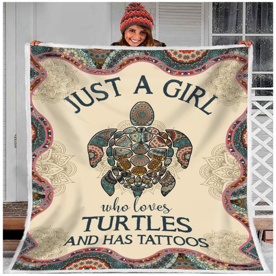 ZALOOO Just A Girl Who Loves Turtles And Has Tattoos Blanket