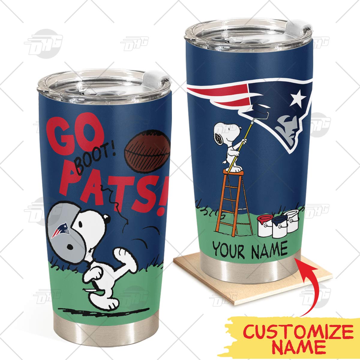 Personalize New England Patriots Tumbler Snoopy Stainless Steel Tumbler 20Oz 30Oz Best Gift