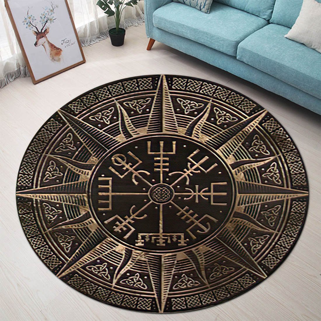 Vegvisir – Viking Compass Round Carpet All Over Print