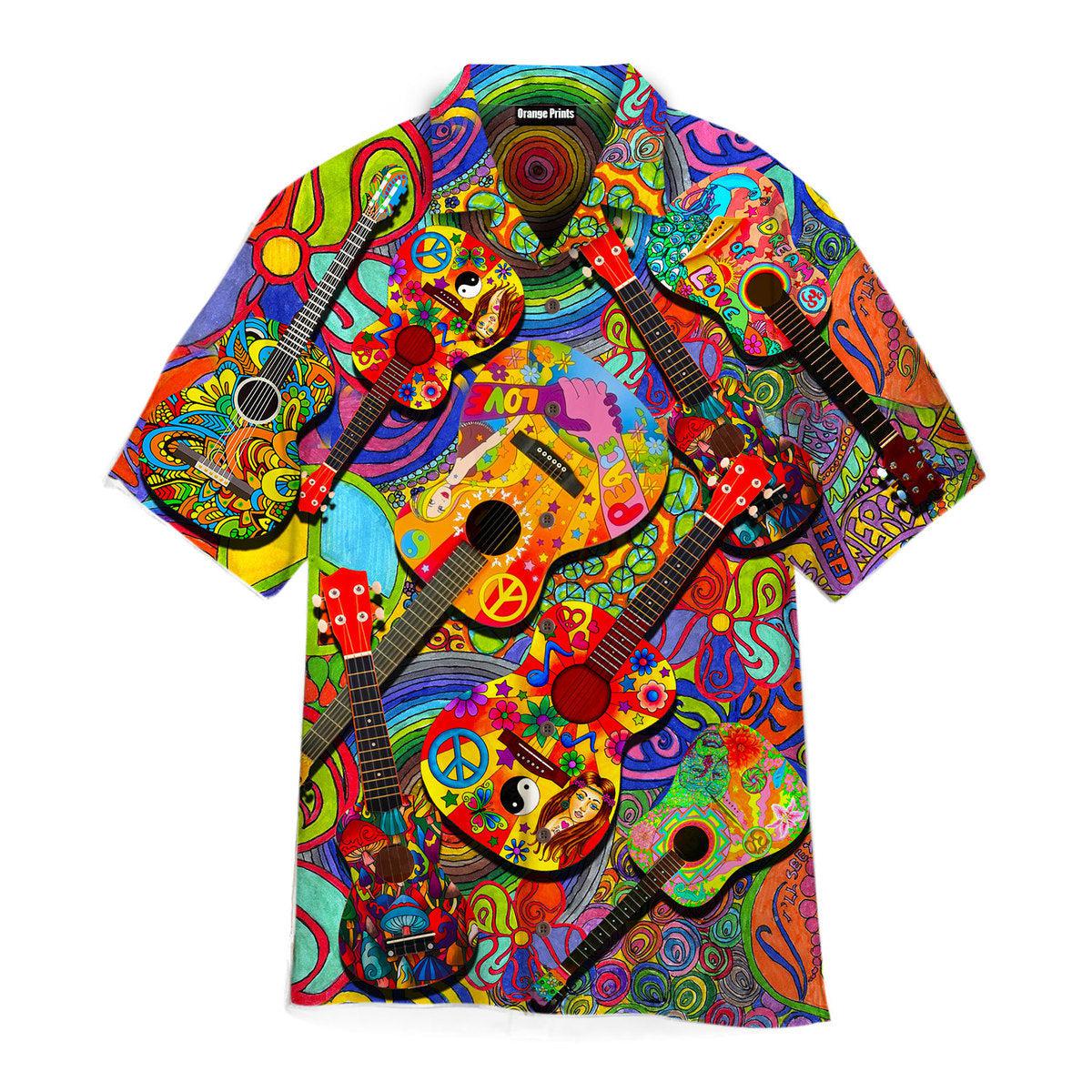 Colorful Guitar Hippie Love Music Hawaii Shirt For Men Women Ha50472