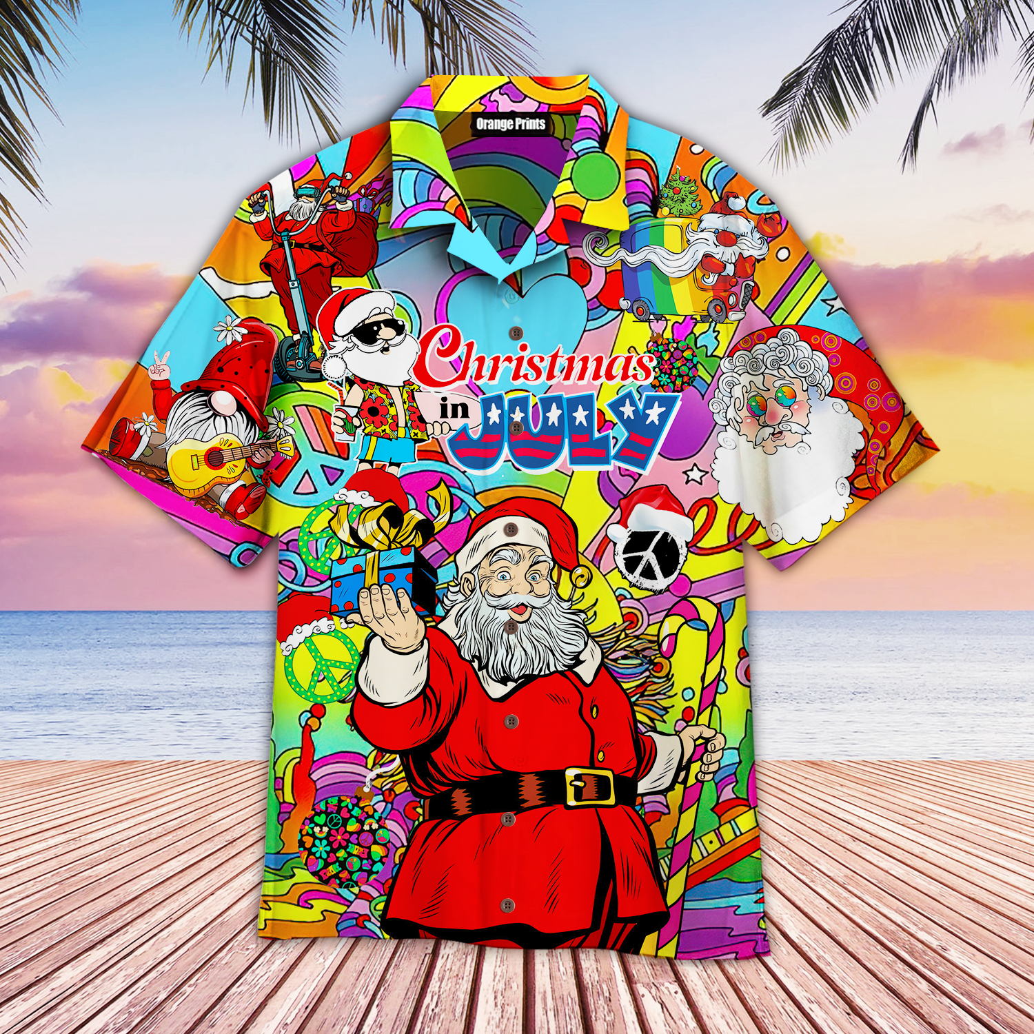 Christmas Hippie Santa Claus Aloha Hawaii Shirts For Men Women Ha59792