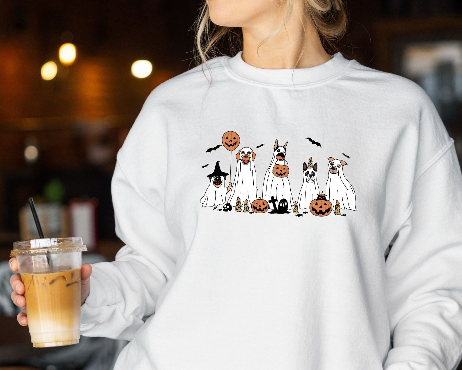 Ghost Dog Sweatshirt, Halloween Sweatshirt,Halloween Sweatshirt,2023 Happy Halloween, Retro Spooky Season, Ghost Sweatshirt,Halloween Dog Shirt