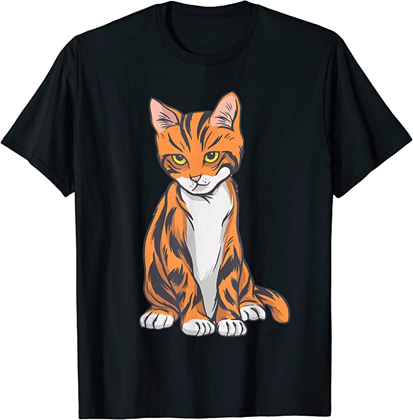 Cat Motif Women’s Cats Pet Animal Lovers Tiger Cat T-Shirt