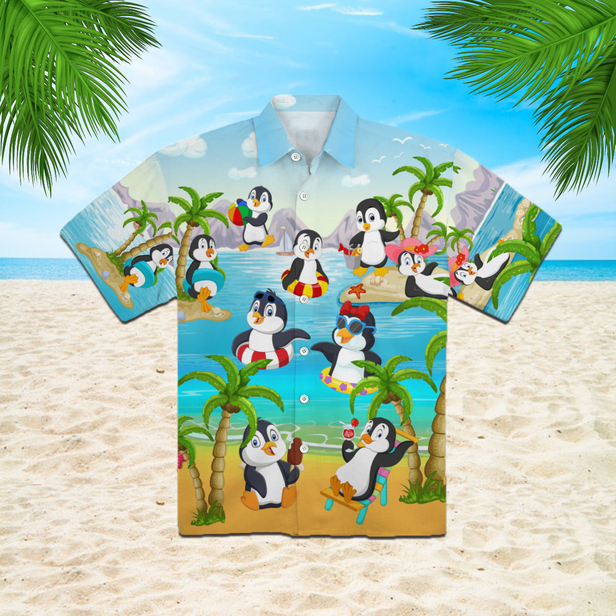 Penguin On The Beach Funny Hawaiian Shirt | For Men & Women | Hw887