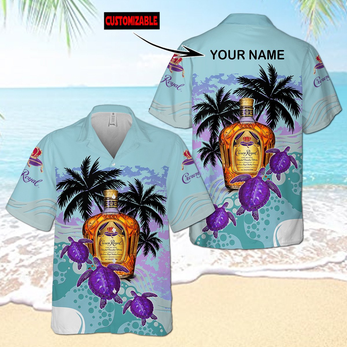 Personalized Crown Royal Turtles Palm Tree Hawaii Shirt Ha107878