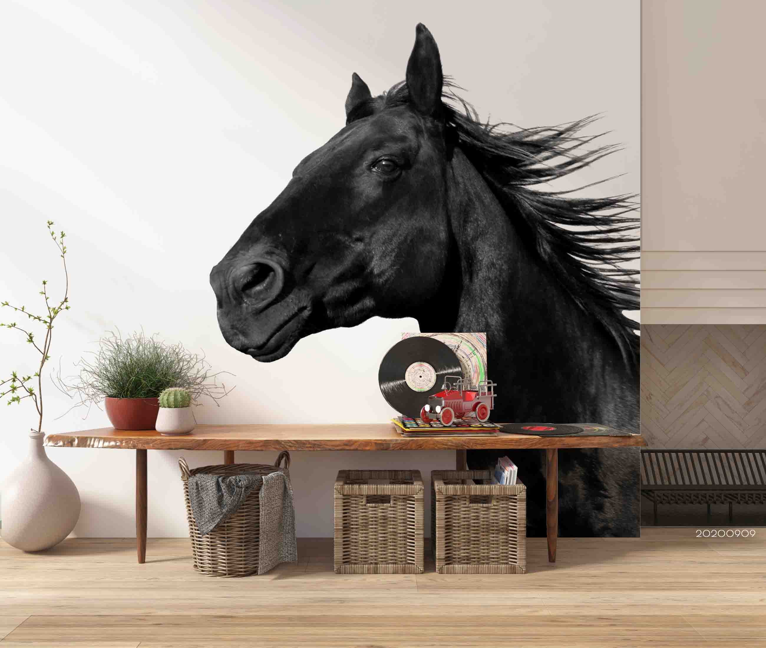 3D Black Horse Animal Wall Mural Wallpaper Lxl 3340