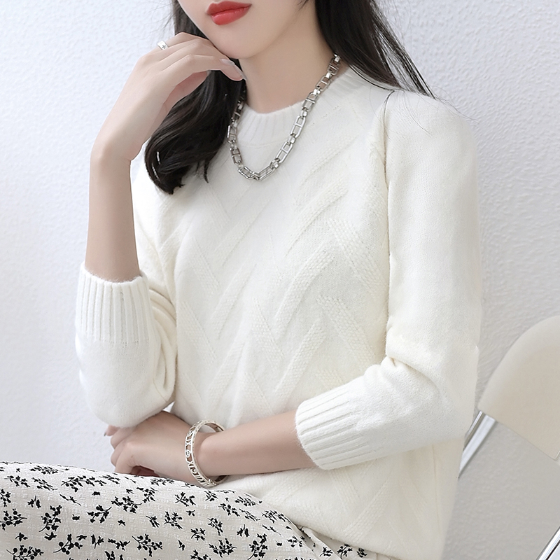 Cashmere sweater women O-Neck sweater pure color knitted turtleneck pullover loose sweater women alx