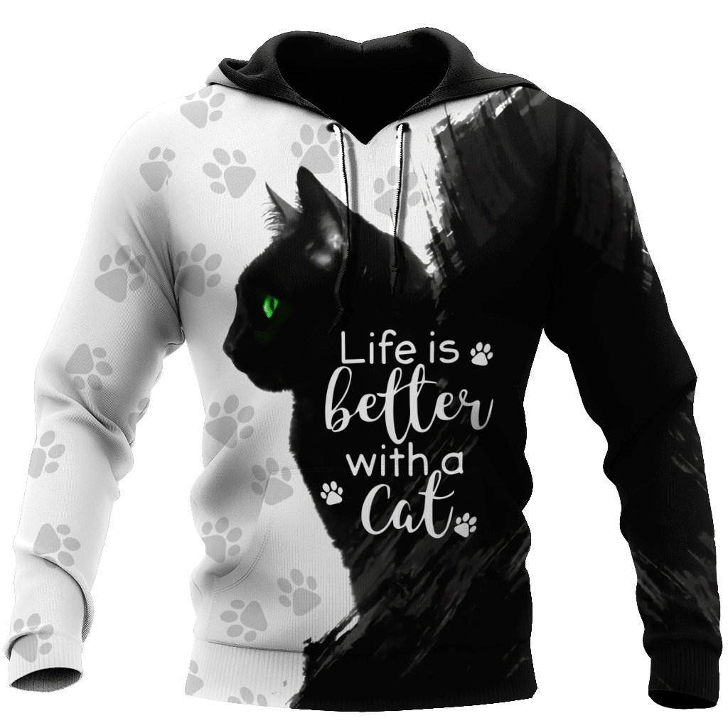 Black Cat 3D All Over Printed Hoodie For Men And Women