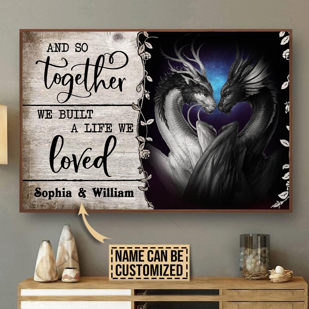 Aeticon Gifts Personalized Dragon And So Together Canvas Mom Dad Gift Home Decor