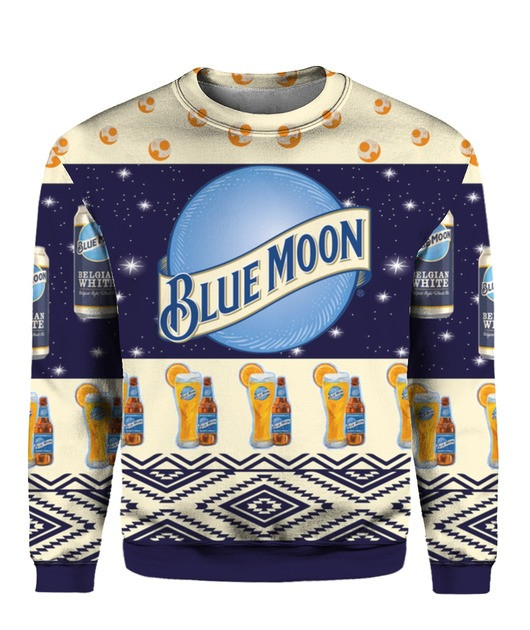 Blue Moon Belgian White Beer Ugly Christmas Sweater 2021