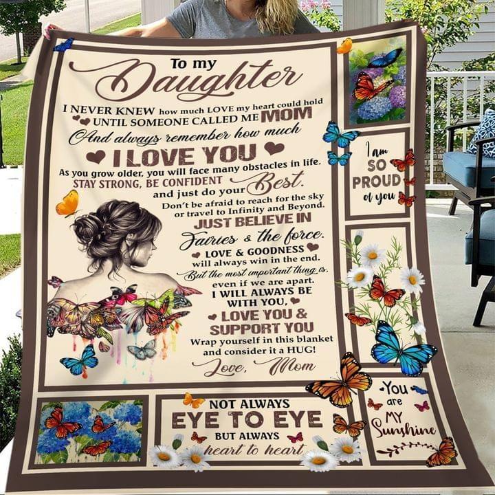 To My Daugter Hippie Girl Butterfly I Love You So Proud Of You My Sunshine Love Mom Family Gift Blanket