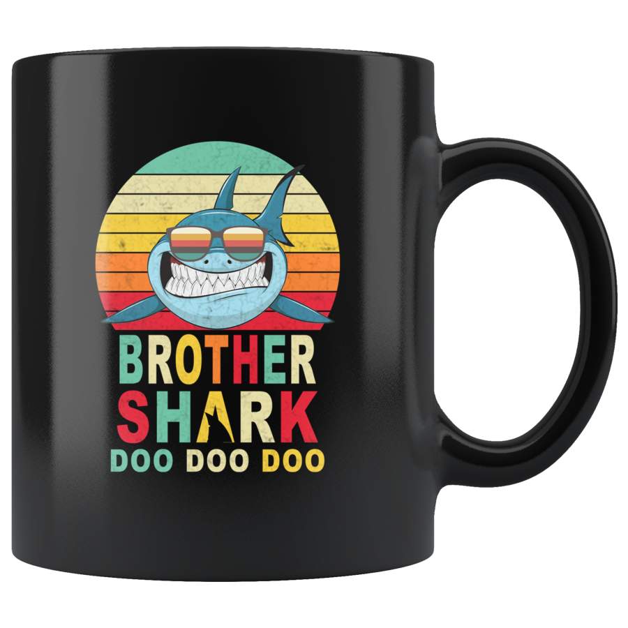 Vintage Retro Uncle Shark doo doo doo black gift coffee mug