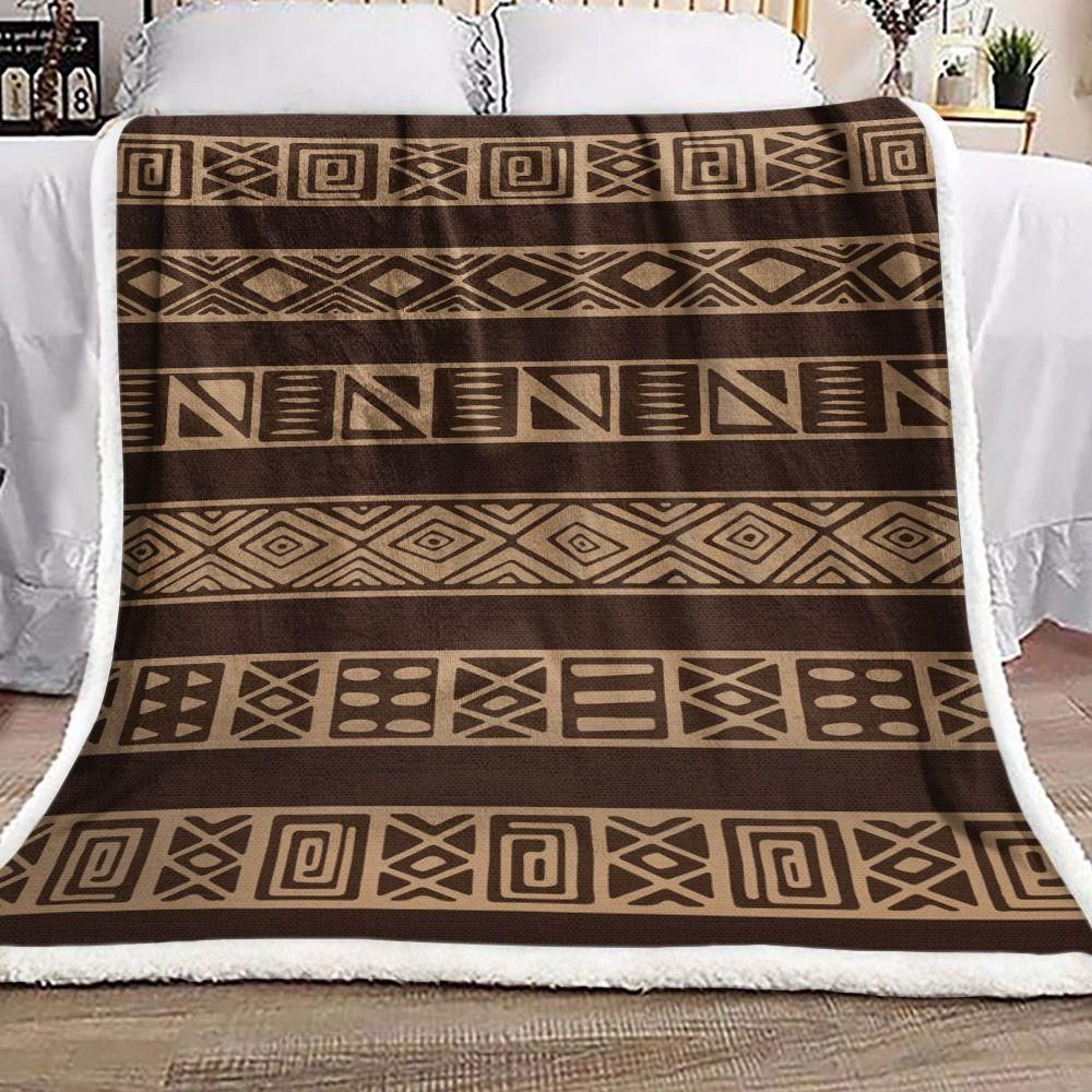 African Vintage Pattern Printed Fleece Blanket, Sherpa Blanket, Gift For Parent, Family Member, Friends Gift, Christmas Gift, Home Decor, Home Living