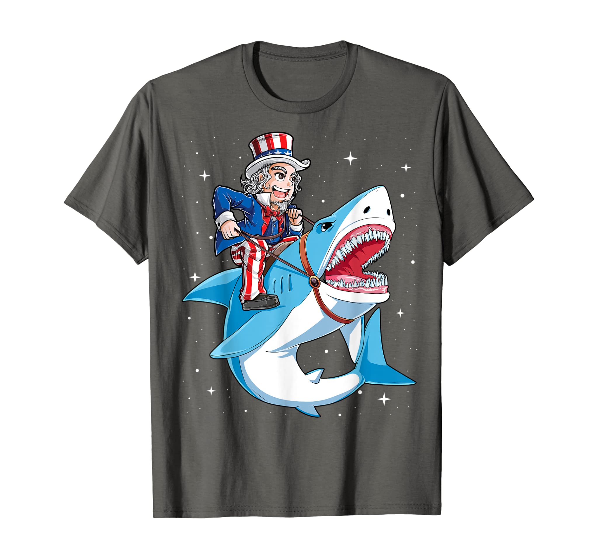 Uncle Sam Riding Shark 4Th Of July T Shirt Jawsome Men Usa