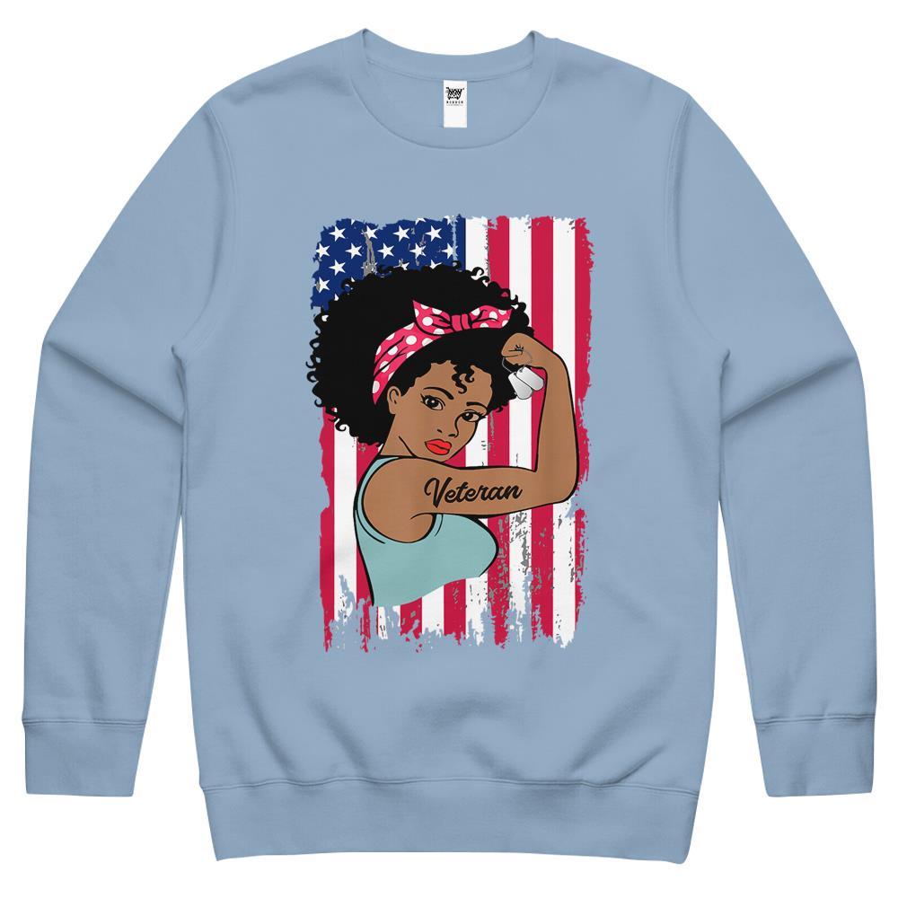 Strong Female African American Veteran Crewneck Sweatshirt