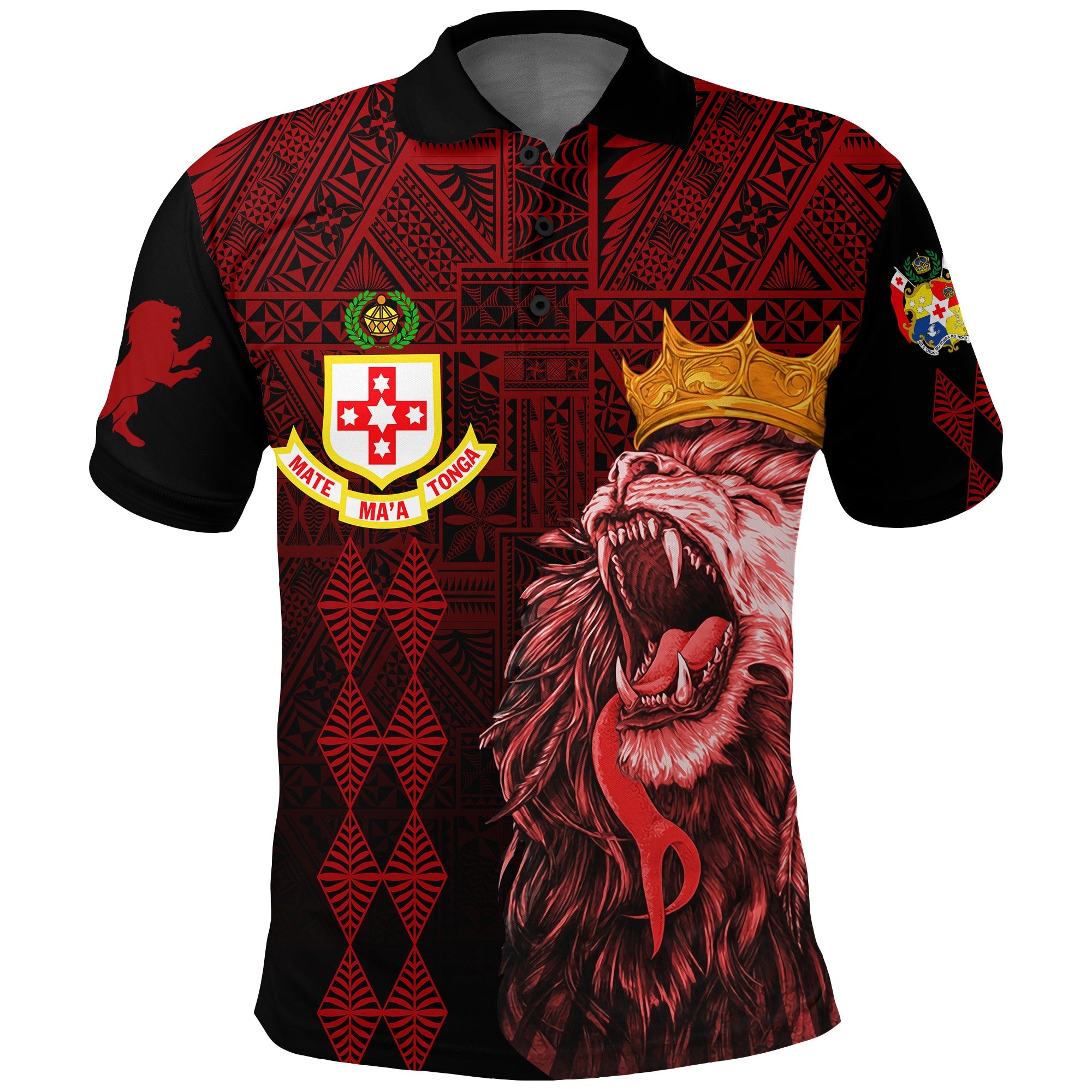 (Custom Personalize) Kolisi Tonga ‘Atele Old Boys Polo Shirt Red Lions Lt7