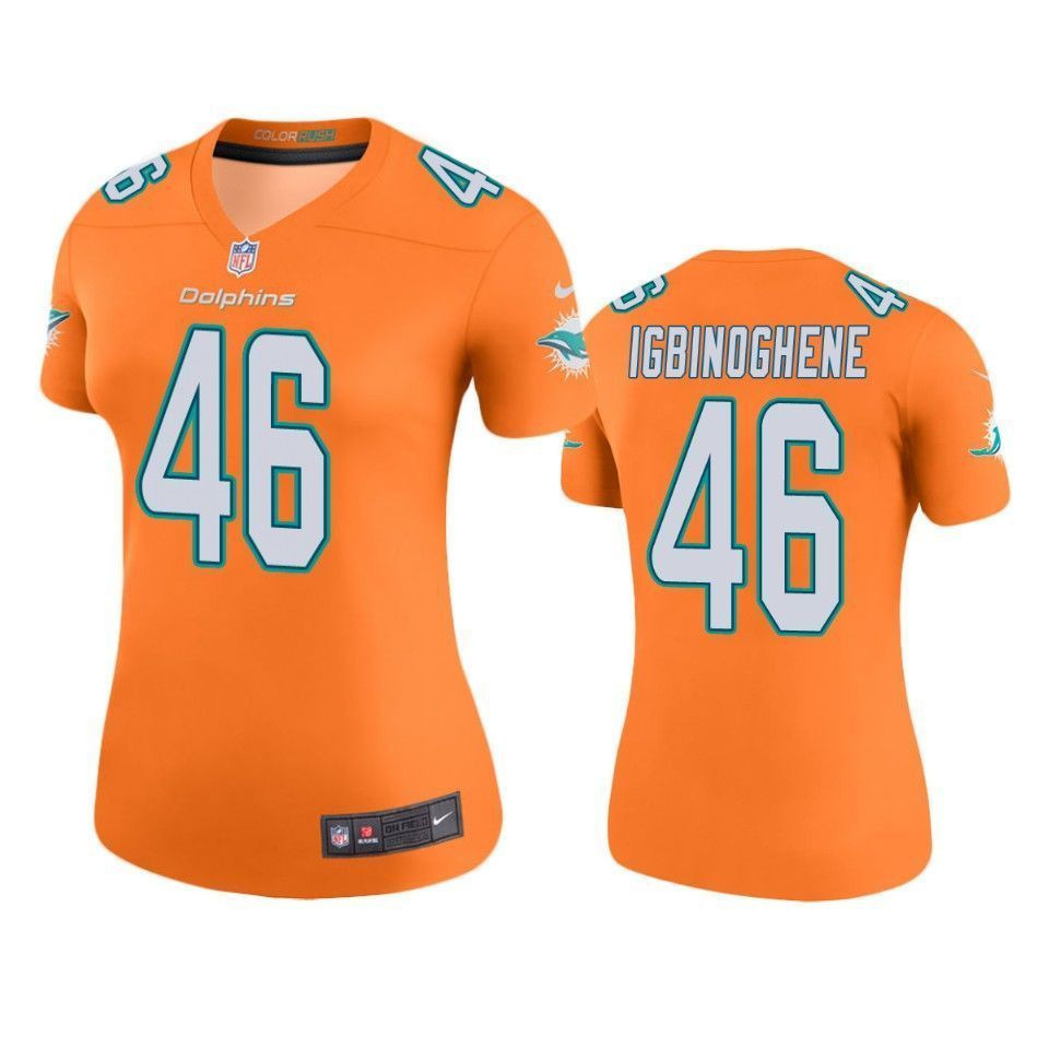 Miami Dolphins Noah Igbinoghene Orange Color Rush Legend 3D Jersey