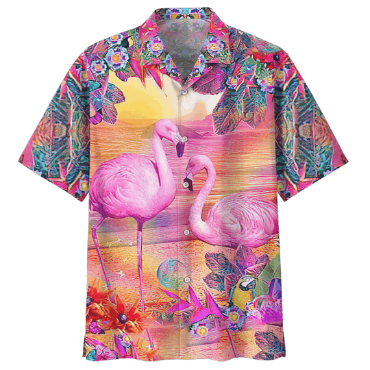 Flamingo Hawaiian Shirt , Big Hawaiian Shirt, Short Hawaiian Shirt For Men, Hawaiian Shirt For Women, Aloha Shirt Summer 2024 Design By Snorider Fashion