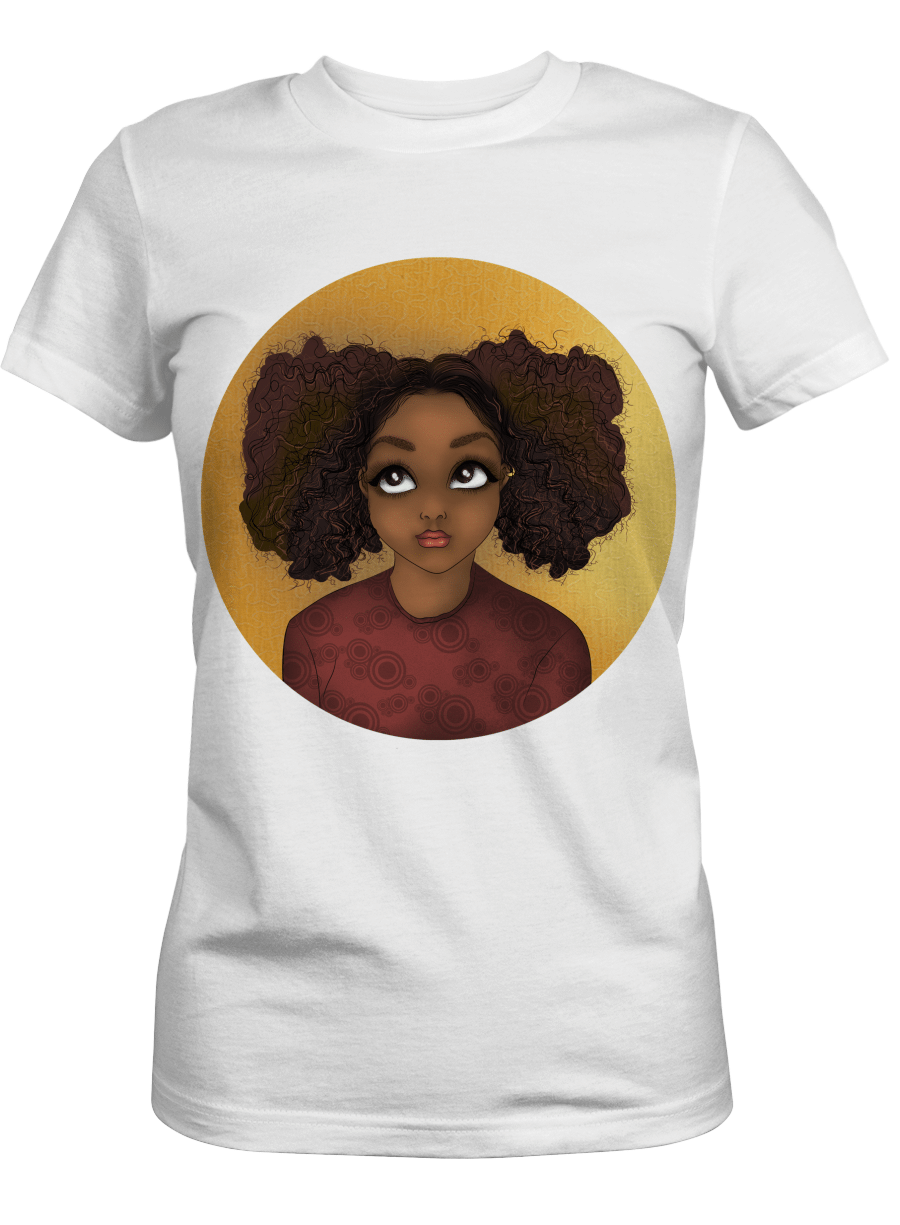 Shirt For Black Girl Slight Yellow Afro Girl Kid Art Shirt For Black Kid