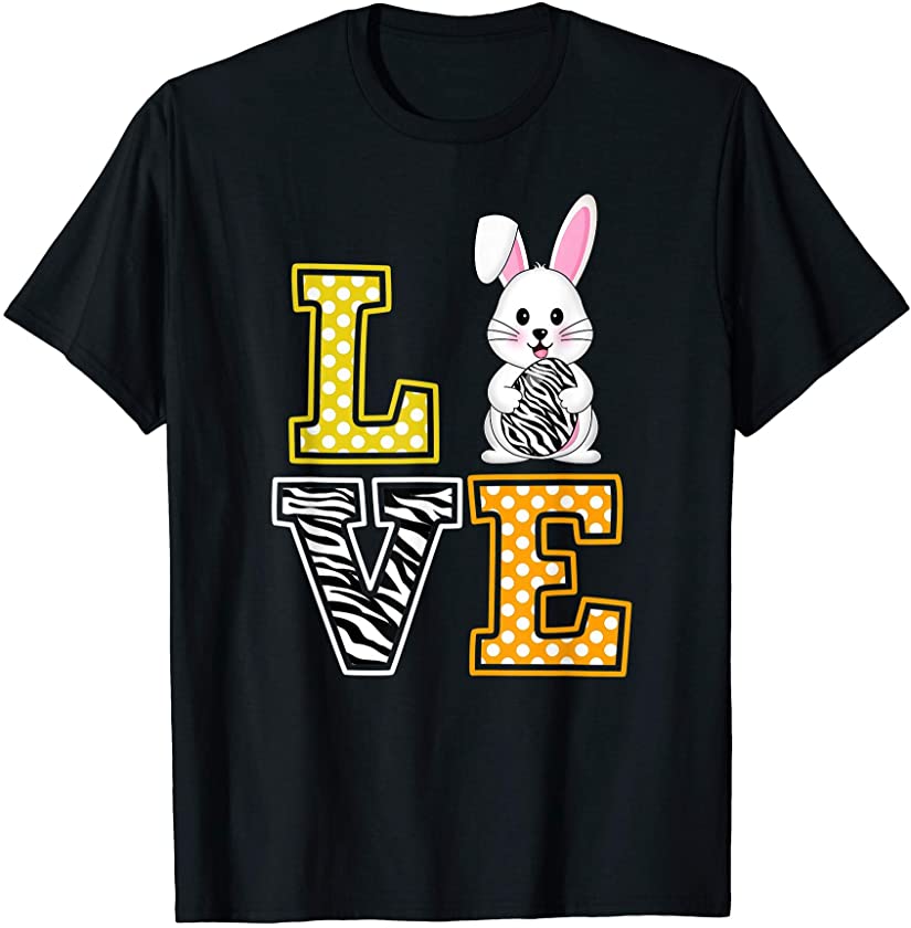 Love Easter Egg Bunny Zebra Print Cute Bunny Easter Costume T-Shirt