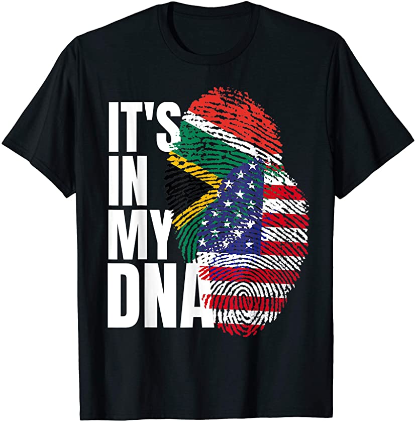 South African And American Mix DNA Heritage Flag Gift T-Shirt