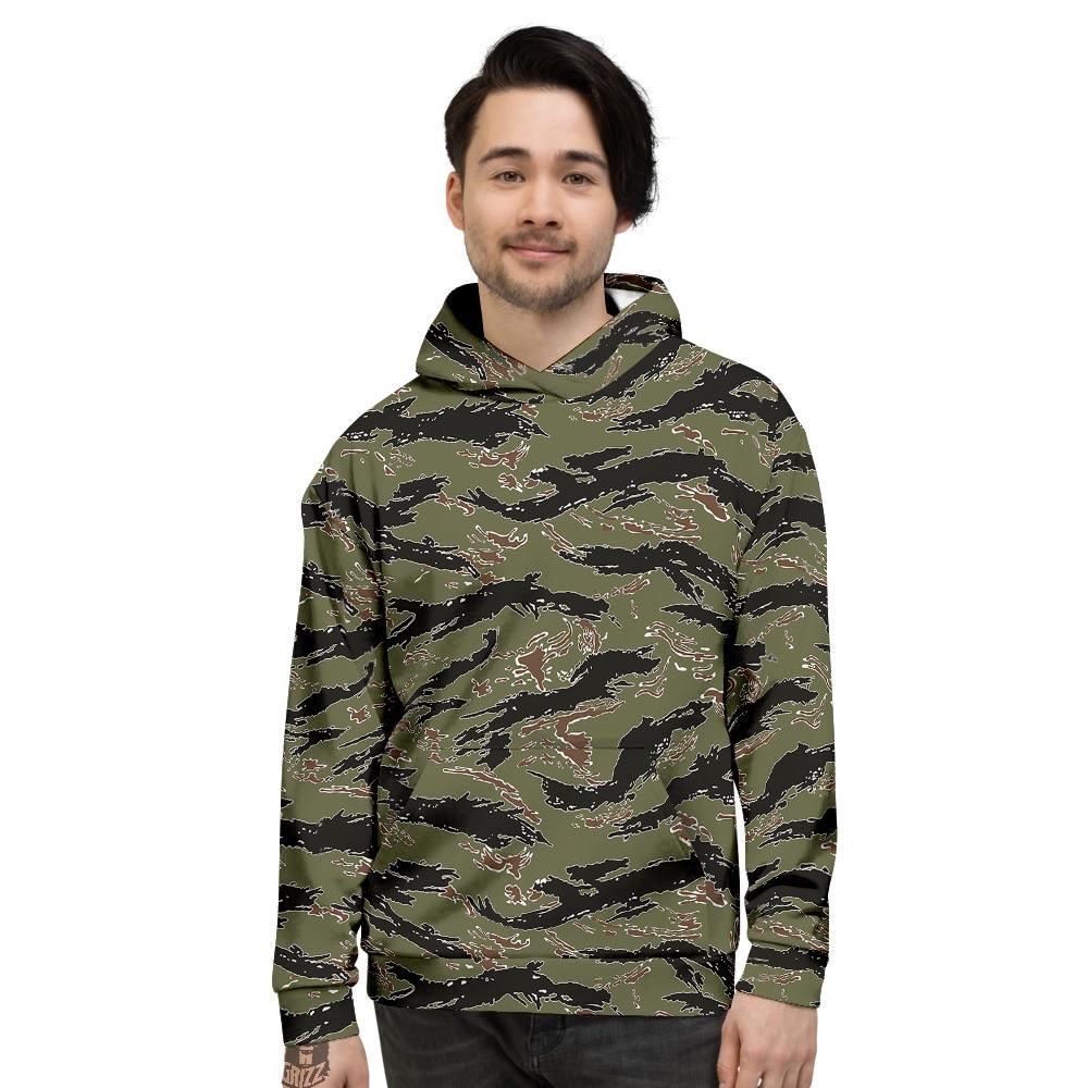 Camouflage Tiger Stripe Print Pattern Men’S Hoodie