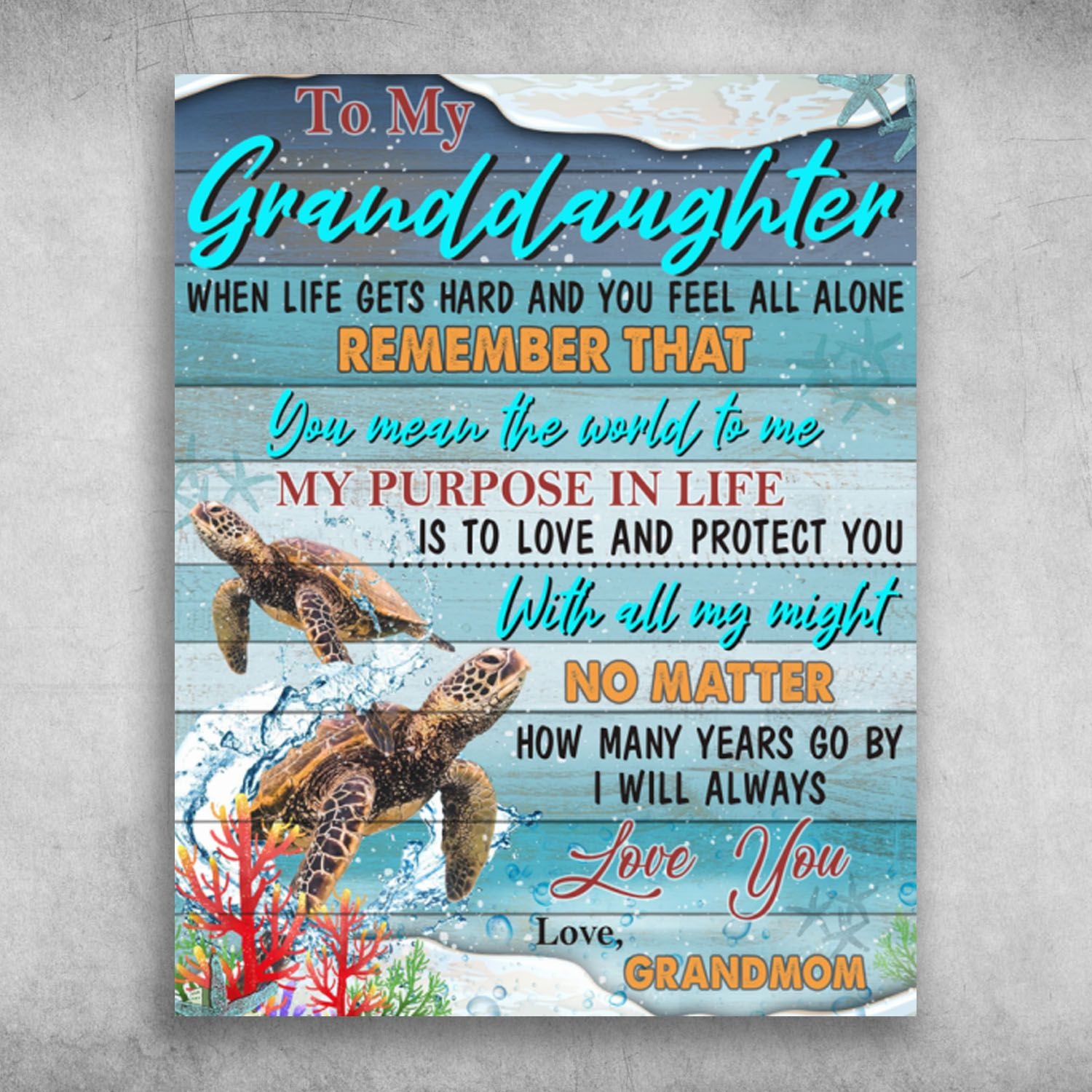 To My Granddaughter You Mean The World To Me Canvas Christmas Gift Ideas