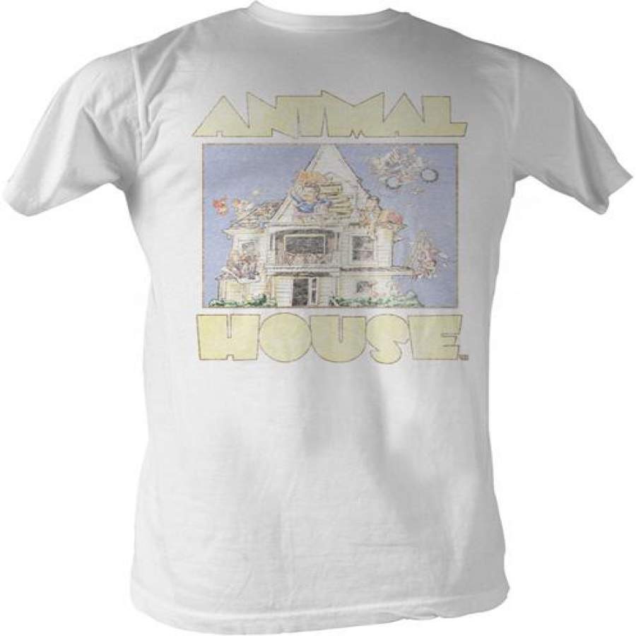 ANIMAL HOUSE-CARTOON-WHITE ADULT S/S T-SHIRT