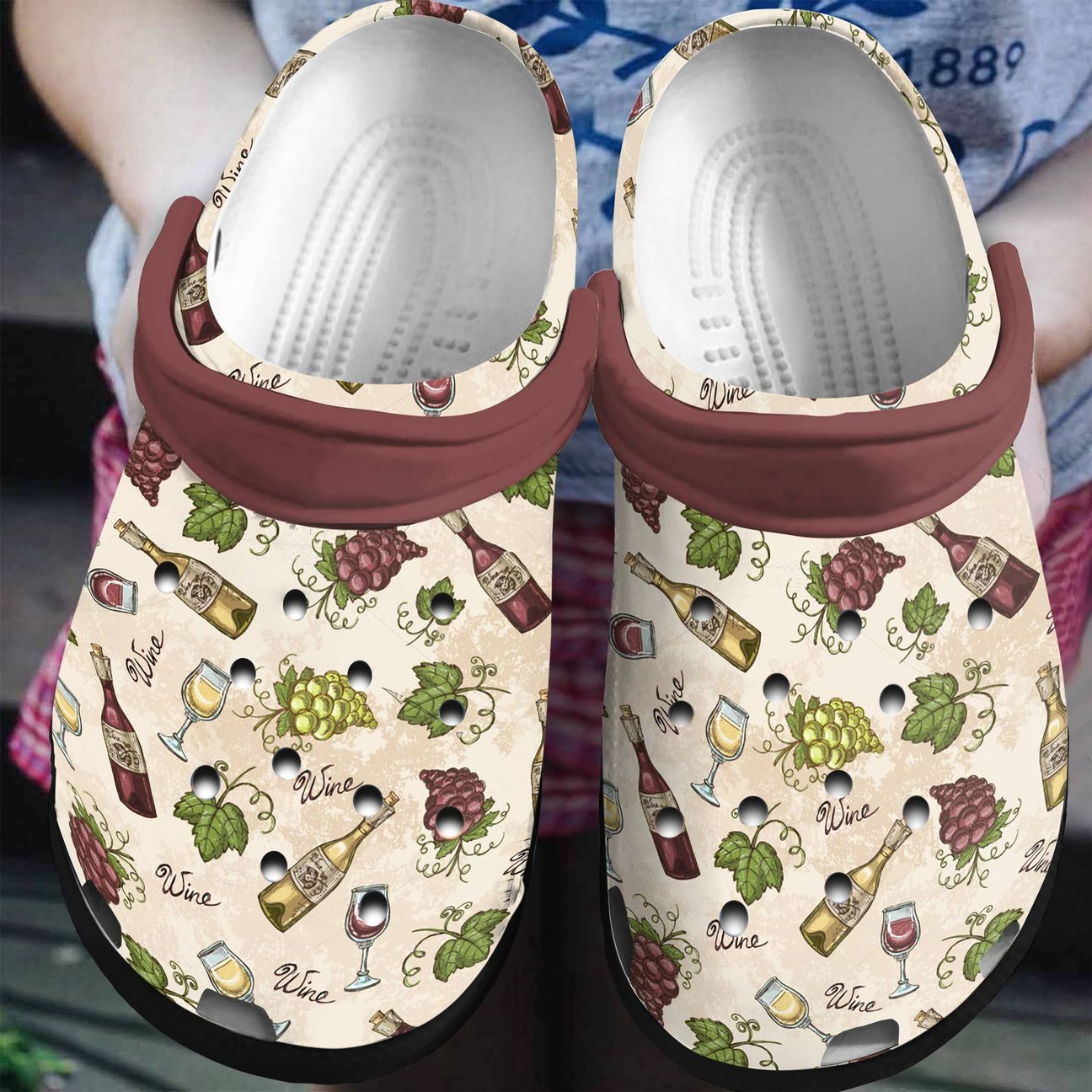 Wine Personalized Clog, Custom Name, Text, Color, Number Fashion Style For Women, Men, Kid, Print 3D Save Water Drink Wine