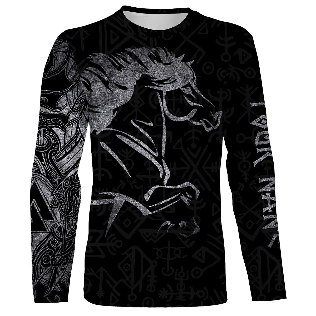 Viking Horse Tattoo Black Shirt Customize Name 3D All Over Printed Shirts Personalized Horse Lovers Gift For Adult And Kid Nqs2835